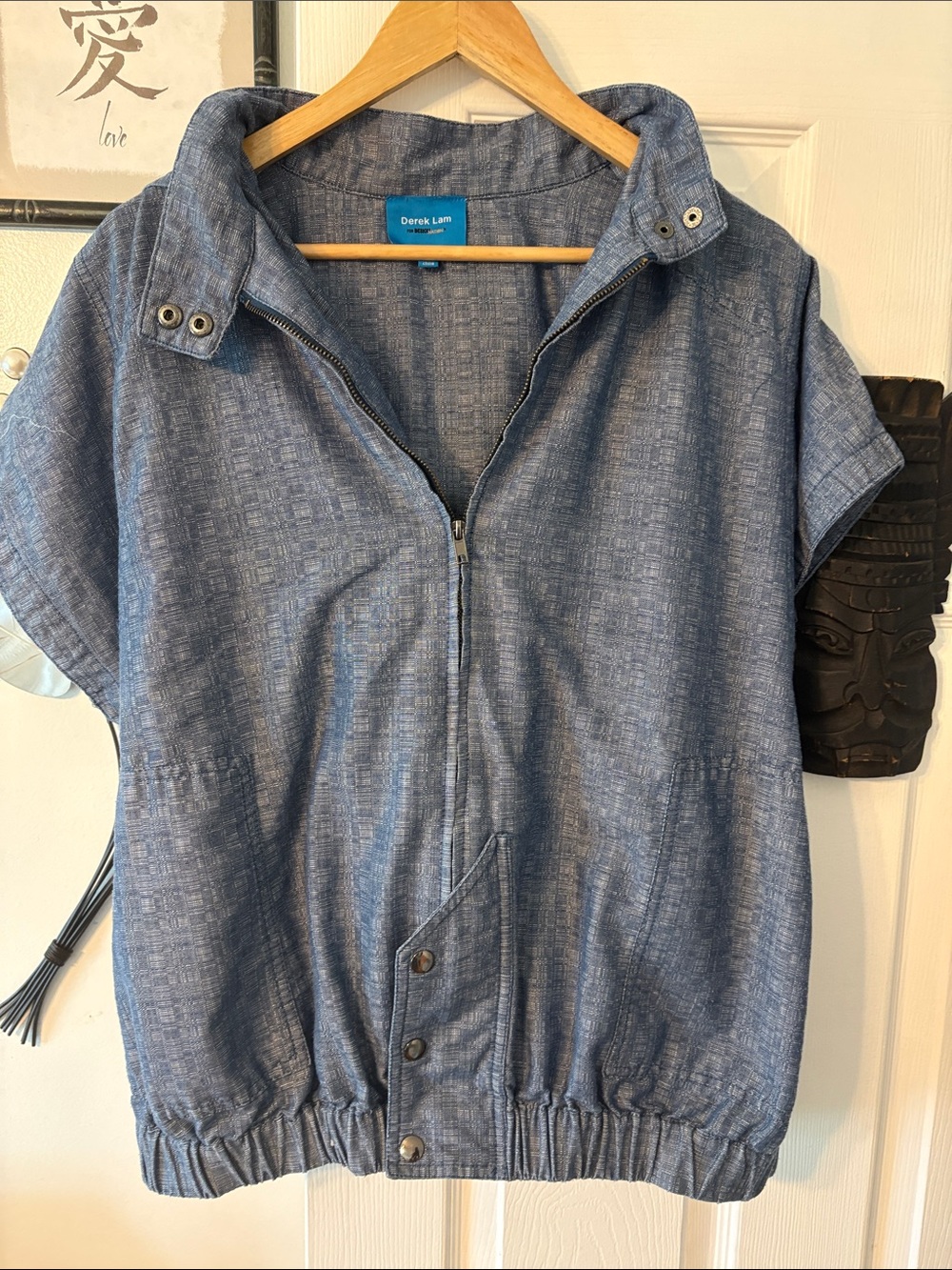 Derek Lam Blue Chambray Short Sleeve Jean Jacket